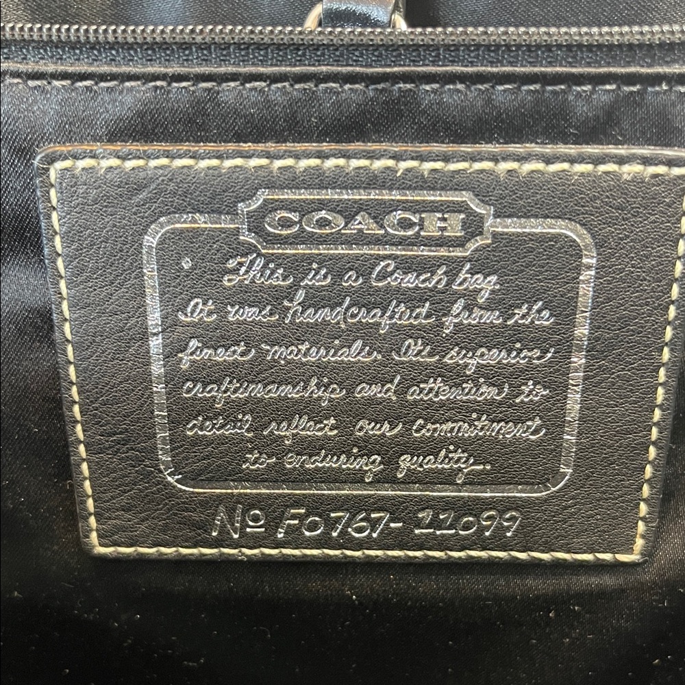 Coach F0767-11099 Signature Tote Black Jacquard Silver Metallic Shoulder Bag - Picture 3 of 11